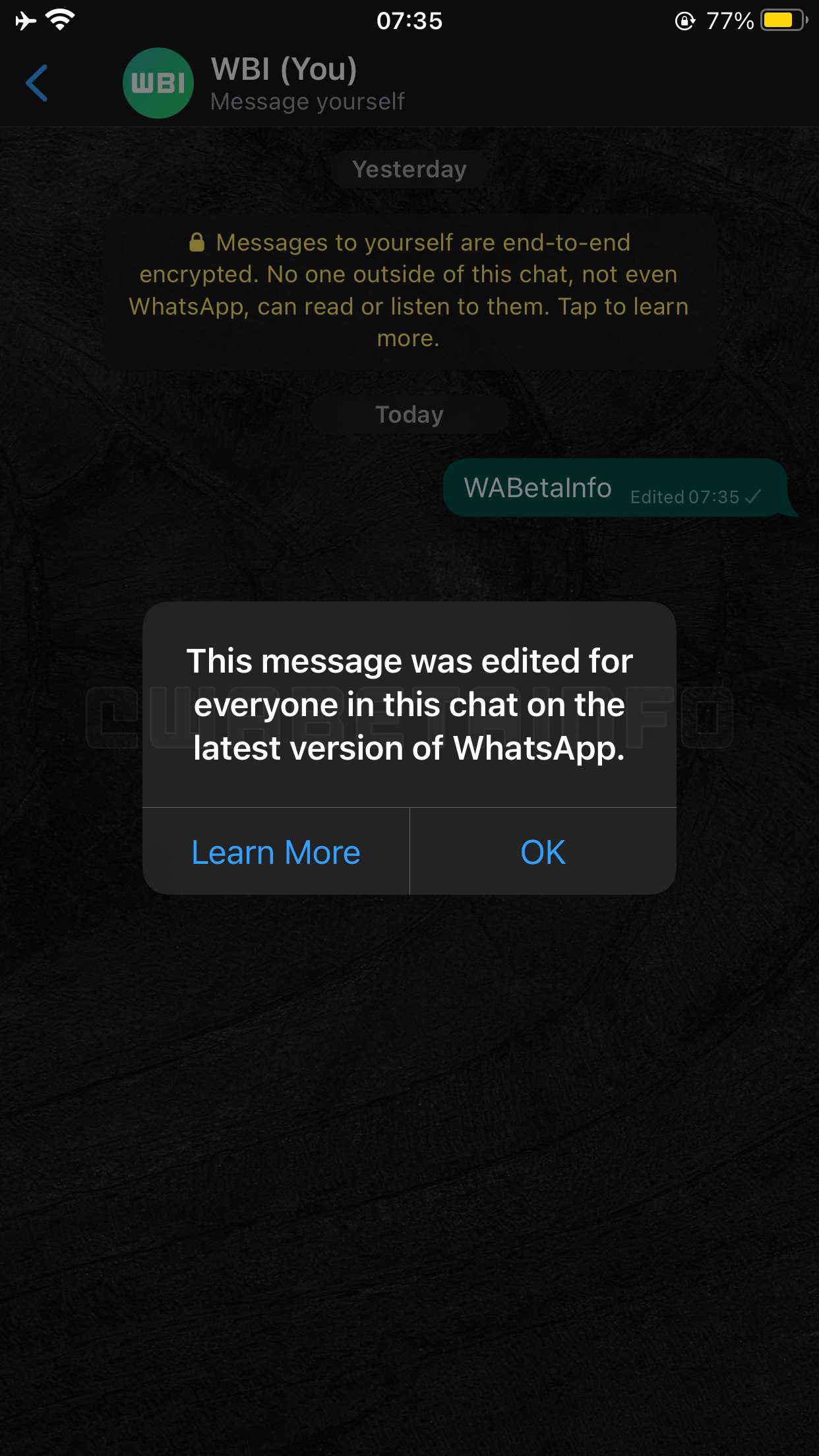 WA EDIT MESSAGE ALERT 3524B IOS